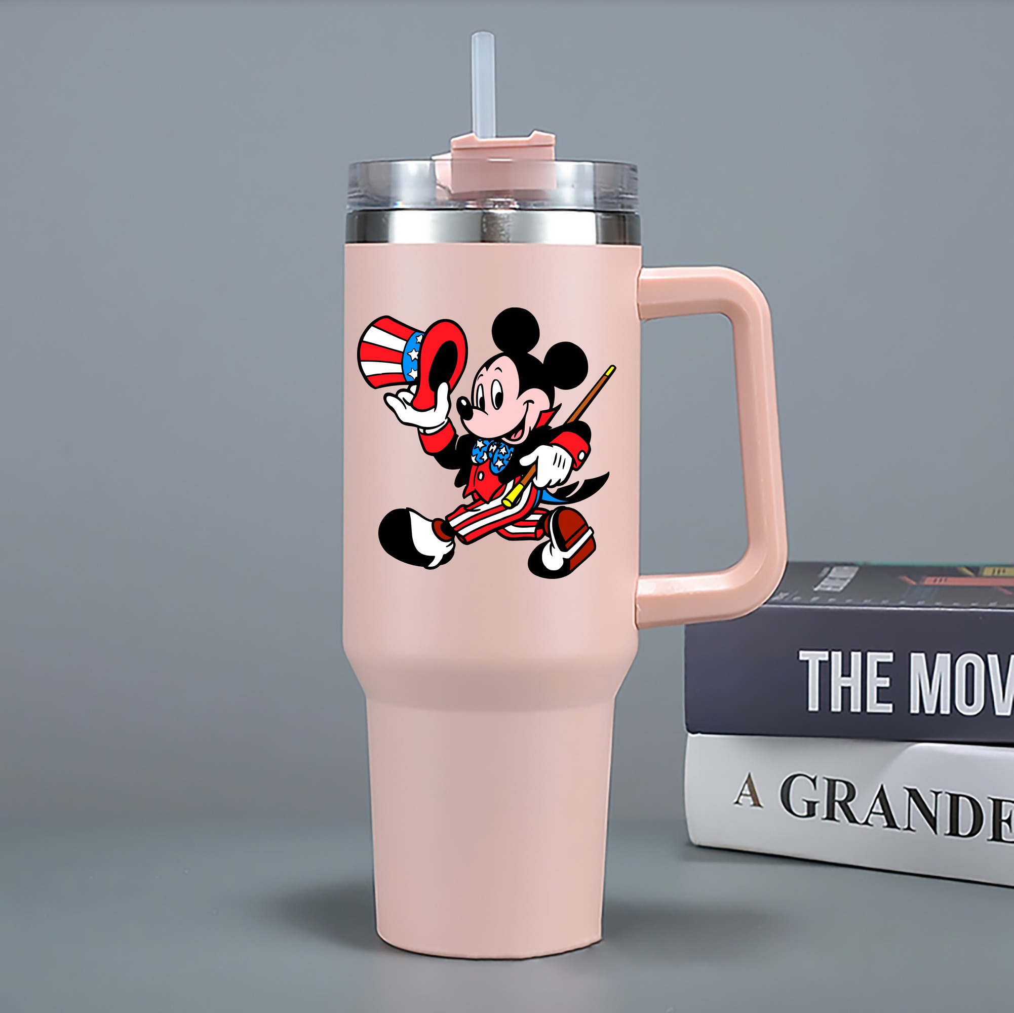 （画像用） ミッキーマウス Mickey Mouse 1200mL車用タンブラー - クリスタルステッカー（プラスチックストロー付き）